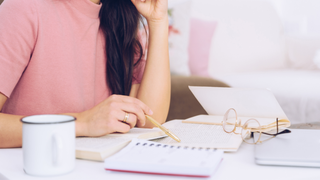 woman researching